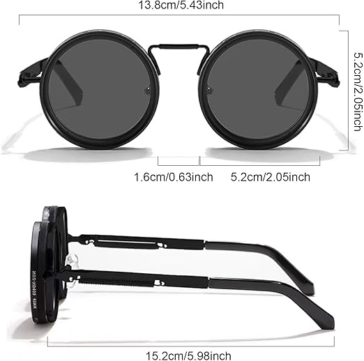 9 Gear Adjustable Tint Round Polarized Sunglasses/نظارات شمسية مستقطبة مستديرة بعدسة قابلة للتعتيم