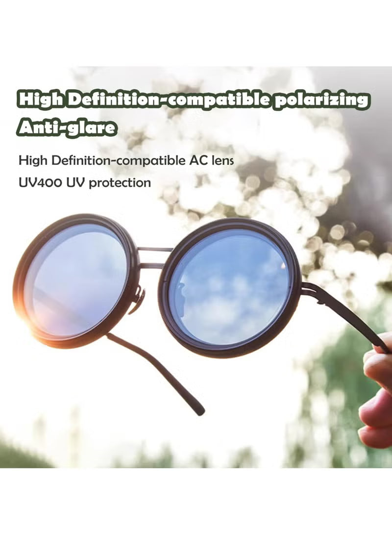 9 Gear Adjustable Tint Round Polarized Sunglasses/نظارات شمسية مستقطبة مستديرة بعدسة قابلة للتعتيم
